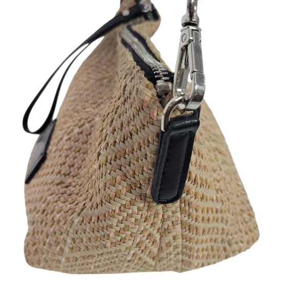 Gianni Chiarini Firenze Straw Bag Tan Woven Shoulder Slouchy Hobo Raffia Leather - Picture 3 of 16